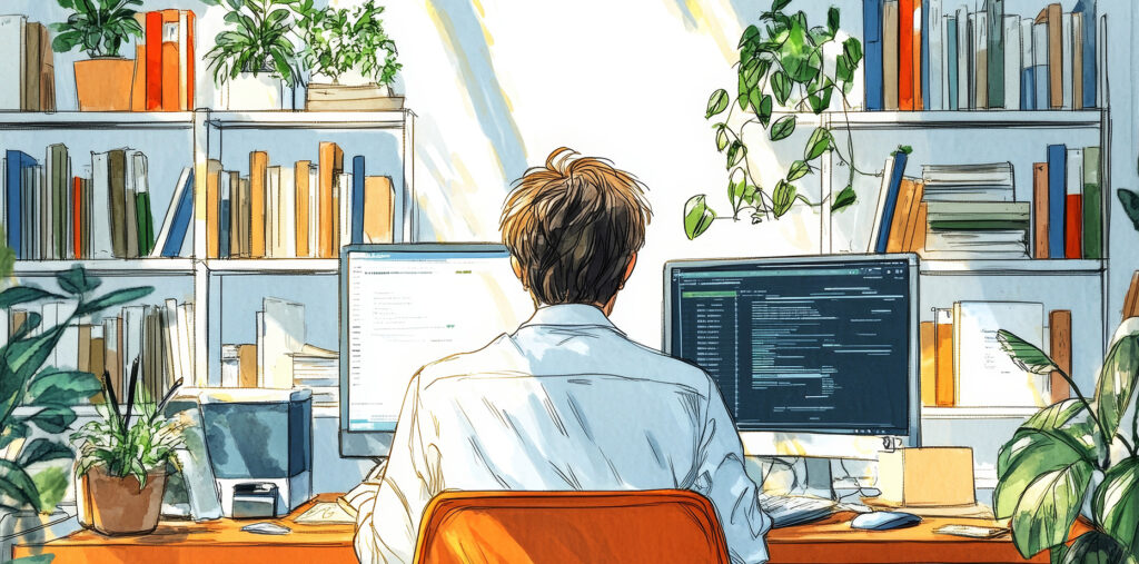 Homme en télétravail