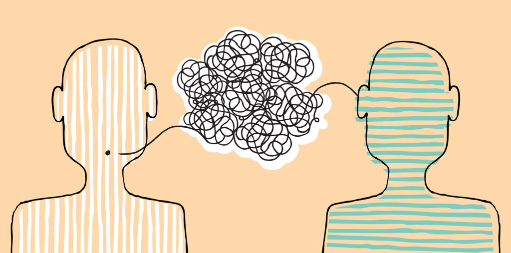 illustration de deux personnes en discussion